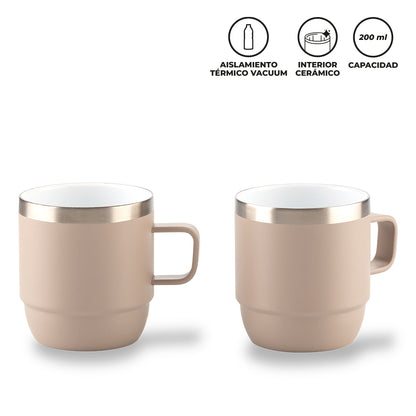 SET DE MUGS METALICOS STYLOR 200mL  MU-410