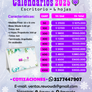 Calendario 6 Hojas
